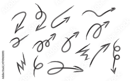Set of Hand-Drawn Sketchy Arrows and Swirls Vector Pack