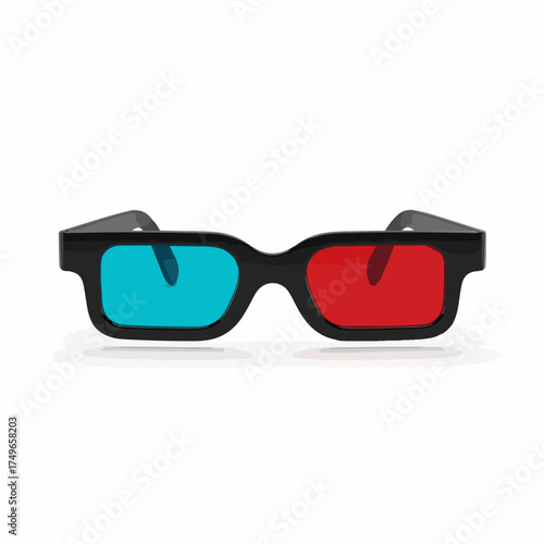 Classic Red and Cyan 3D Glasses for Immersive Cinema and Entertainment Experiences on a White Background