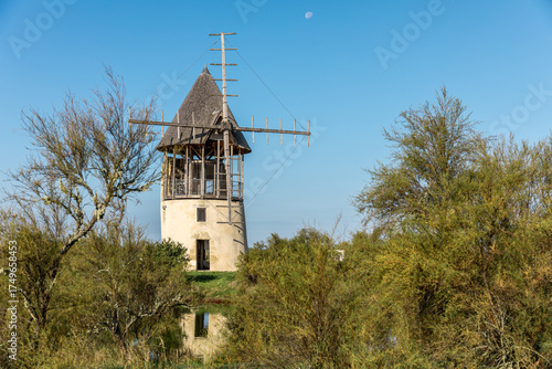 Le Moulin de Gueffard dans les marais de L'Île-d'Olonne (Vendée - France)