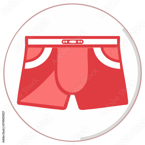 Simple red boxer briefs underwear icon with waistband detail