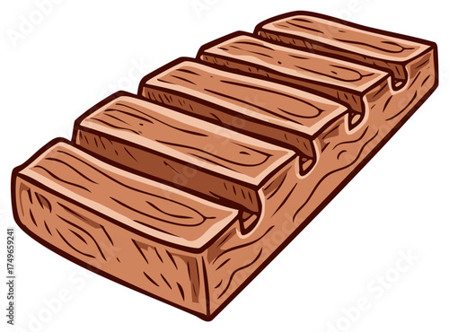 Cartoon Wood Stair Step Platform, Isometric Graphic Isolated Object, Textured Brown Wooden Block Set