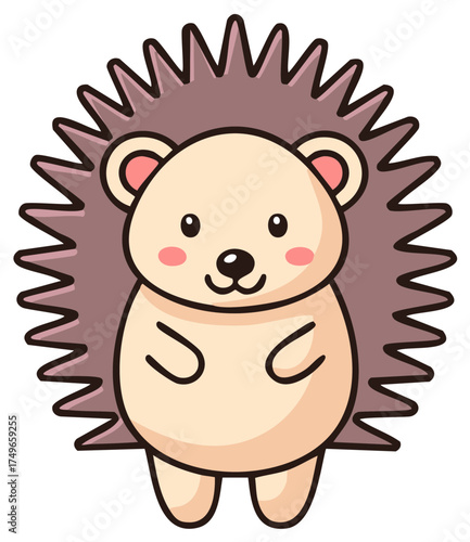 Adorable Hedgehog Character Illustration Happy Forest Creature Cute Cartoon Animal