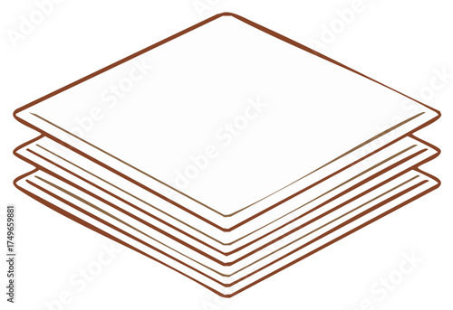 Stacked white square linens simple graphic illustration