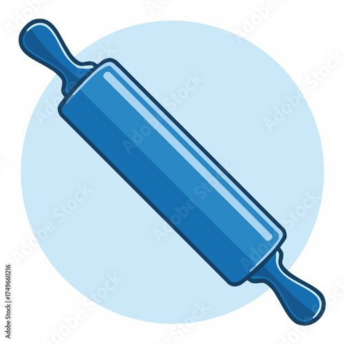 Blue rolling pin vector illustration icon for baking and kitchen concepts