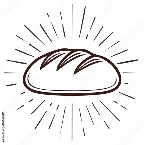 Sketch illustration of freshly baked bread loaf radiating light