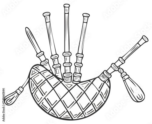 Traditional Bagpipes Outline Musical Instrument