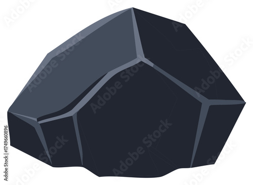 Dark Gray Abstract Geometric Rock Shape Isolated on White