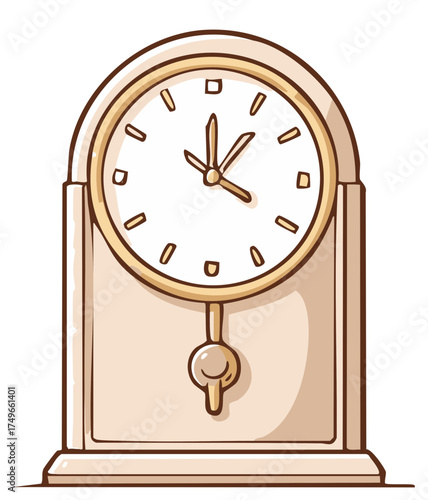 Vintage Cartoon Clock with Pendulum Illustrated