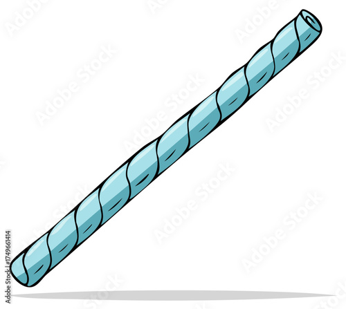 Single vibrant blue twisted hair styling roller cartoon illustration