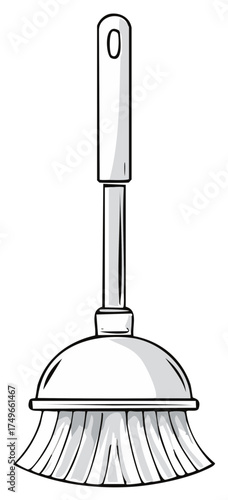 Broom Illustration with Handle and Bristles for Cleaning and Sweeping
