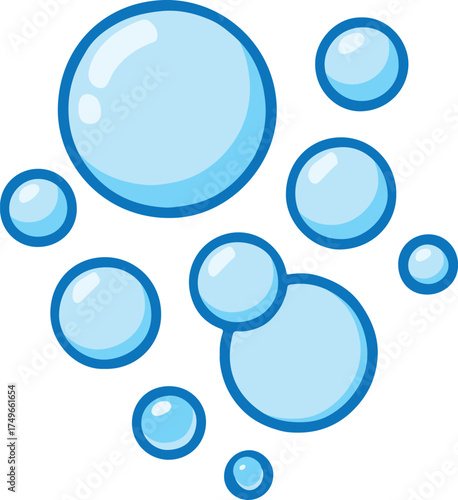 Blue Bubbles Vector Illustration Glossy Transparent Soap Bubble Design