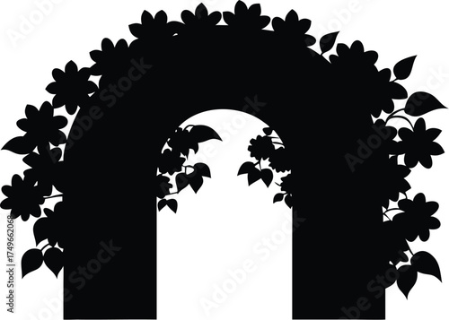 Floral archway silhouette vector design element for wedding decoration eps