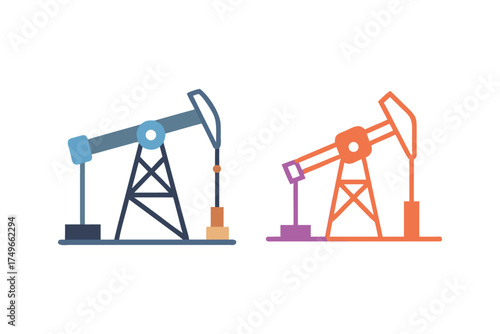 Two oil pumps illustrated in a simple flat style design