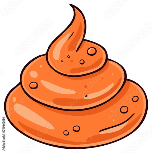 Funny Orange Poop Emoji Swirl Cartoon Icon Vector Illustration