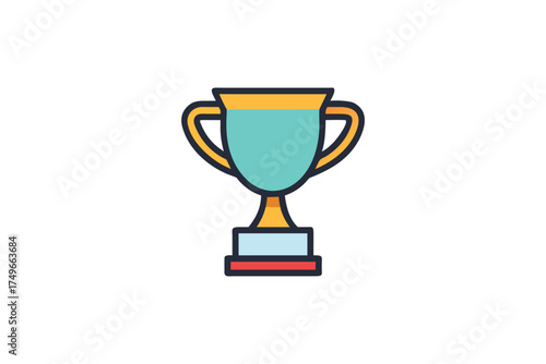A colorful illustration showcasing a golden trophy on a white background