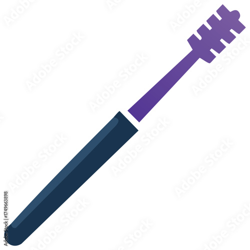 Stylized beauty mascara wand with purple applicator brush graphic