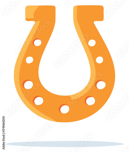 Shiny golden horseshoe vector illustration, a lucky charm and symbol of good fortune and success
