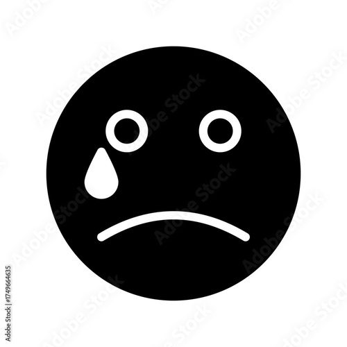 Minimalist crying face emoji vector icon