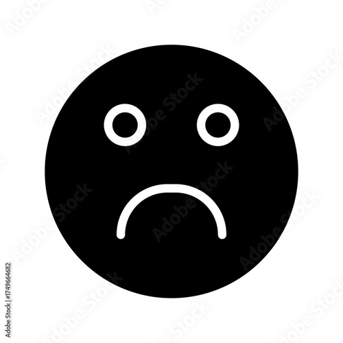 Minimalist sad face emoji vector icon