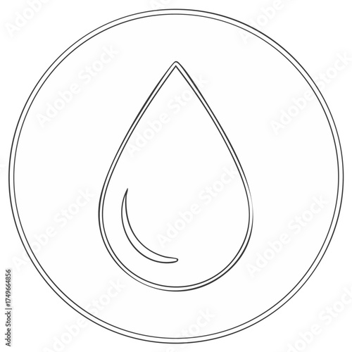 Water droplet illustration inside of a circle shape emblem design