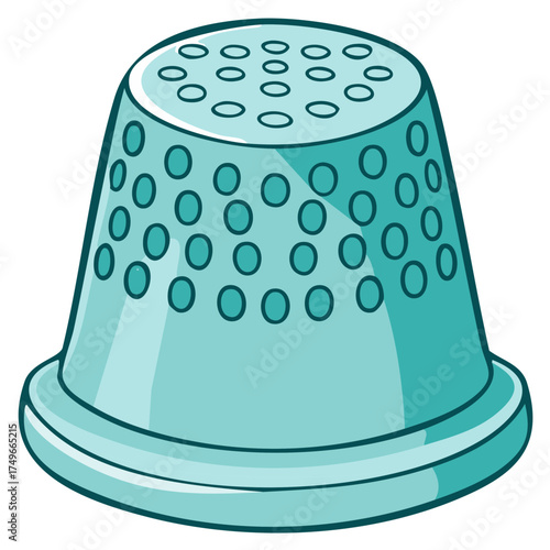 Turquoise Sewing Thimble Illustration Small Punctured Holes Pattern Cute Design Crafting Supplies Safety Accessory
