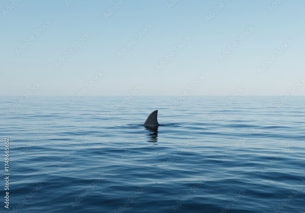 Fototapeta premium Shark Fin Above the Ocean Surface