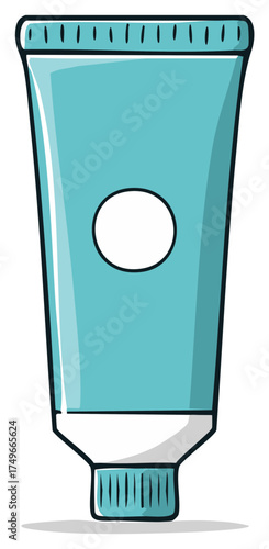 Blue Tube of Cream or Lotion Cartoon Illustration for Skincare Beauty Product