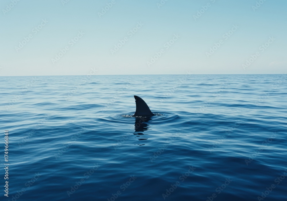 Fototapeta premium Shark Fin Above the Ocean Surface