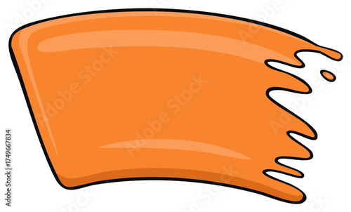 An orange paint or varnish spot with black contour illustration, vector graphic design element