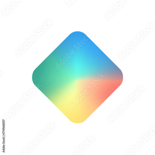 Free Download Standalone tilted gradient rhombus with smooth glossy shading, delivered as a transparent PNG cutout with no shadow. Great for app launchers, UI components, dashboards, websites, and presentations - GFXLoad