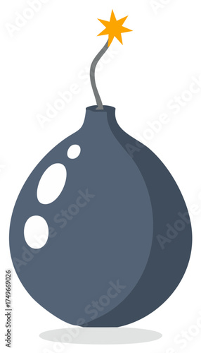 Cartoon Style Bomb Illustration with Lit Fuse Depicting Danger Explosions and Destruction