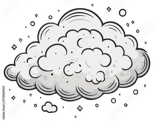 Stylized cartoon smoke cloud or dust explosion effect in a comic book drawing style