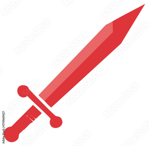 Red sword icon illustration, isolated on white