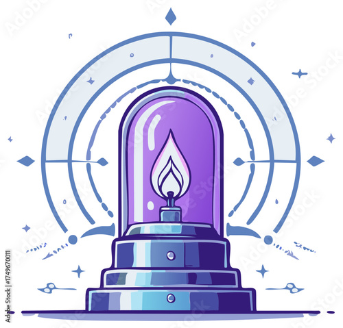 Magical Light Source in Glass Dome with Astrological Design