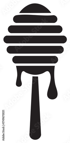 Honeycomb dipper icon, vector illustration, graphic design element, black and white