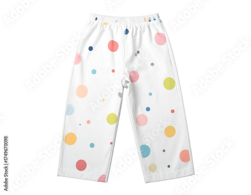 Child's wide-leg pants with colorful polka dots