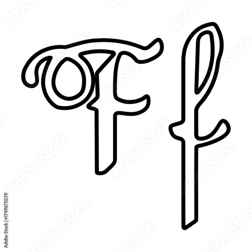 Capital and small F alphabet icons