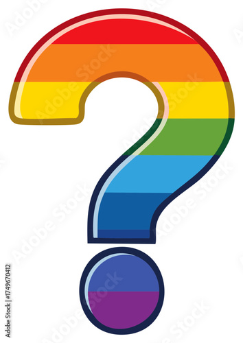 Vibrant Rainbow Question Mark Symbol Icon LGBT Inclusivity and Colorful Representation
