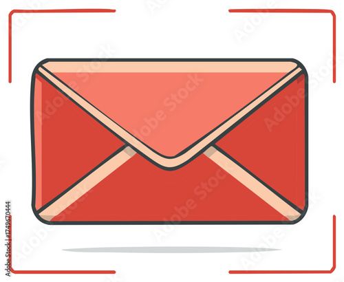 Vibrant red envelope illustration symbolizing email communication message and postal correspondence