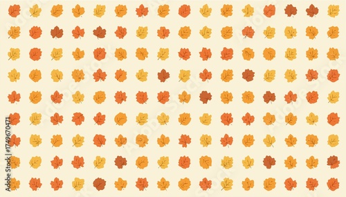Schilderij op canvas A plethora of Autumn leaves are depicted in a series of little icons, each with