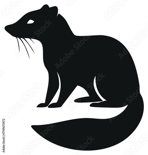 Sleek black silhouette of a marten weasel or ferret vector icon for logo design