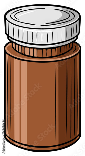 Brown jar with a white screw-on lid cartoon illustration