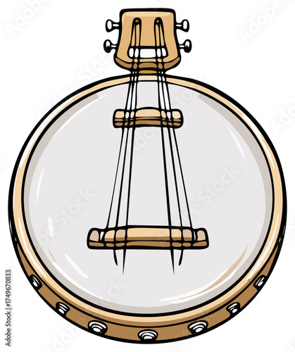 Isolated Banjo Illustration Folk Music Instrument Traditional Stringed Icon