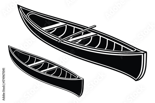 Vector art of two canoes, one large and one small