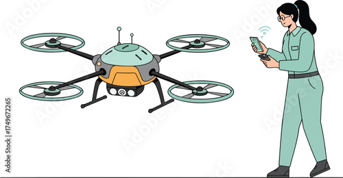 Drone Pilot Controls Unmanned Aircraft Using Mobile Device