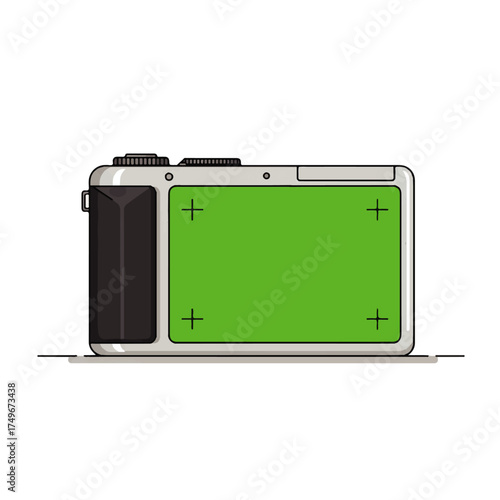 Digital Camera with Green Screen Display Mockup.