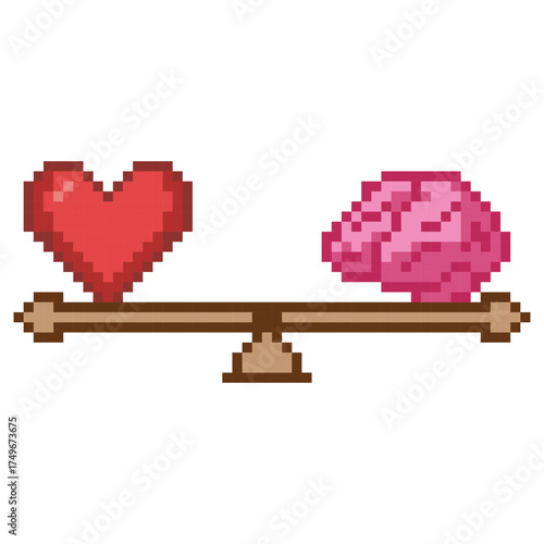 Heart And Brain Balance Pixel Art