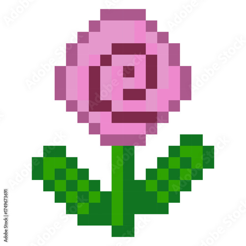 Purple Rose Flower Pixel Art