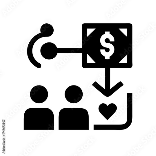 Icon showing customer acquisition and retention through monetary incentives
