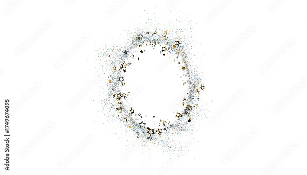 Obraz premium Beautiful silver and gold star glitter frame. Perfect for holiday cards, invitations, and celebrations.